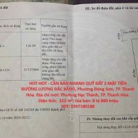 HOT HOT - CẦN BÁN NHANH QUỸ ĐẤT 2 MẶT TIỀN ĐƯỜNG LƯƠNG ĐẮC BẰNG, Phường Đông Sơn, TP. Thanh Hóa