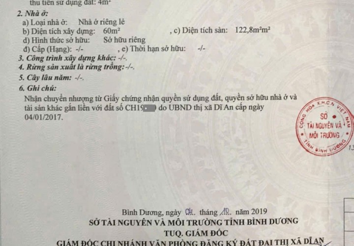 NHÀ BÁN CHÍNH CHỦ - ĐÃ HOÀN CÔNG Tại KP Tân Long, P. Tân Đông Hiệp, TX Dĩ An - Bình Dương