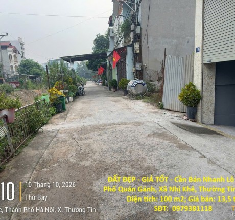 ĐẤT ĐẸP - GIÁ TỐT - Cần Bán Nhanh Lô Đất Tại Phố Quán Gánh, Xã Nhị Khê, Thường Tín, Hà Nội