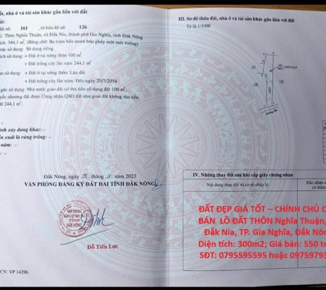 ĐẤT ĐẸP GIÁ TỐT – CHÍNH CHỦ CẦN BÁN LÔ ĐẤT THÔN Nghĩa Thuận, Xã Đắk Nia, TP. Gia Nghĩa, Đắk Nông