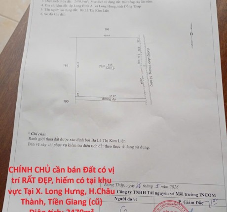 CHÍNH CHỦ cần bán Đất có vị trí RẤT ĐẸP, hiếm có tại khu vực Tại X. Long Hưng, H.Châu Thành, Tiền Giang (cũ)