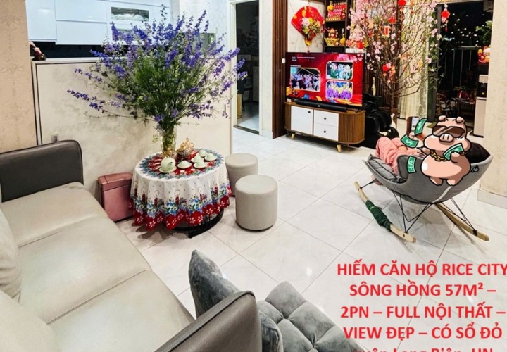HIẾM CĂN HỘ RICE CITY SÔNG HỒNG 57M² – 2PN – FULL NỘI THẤT – VIEW ĐẸP – CÓ SỔ ĐỎ quận Long Biên, HN