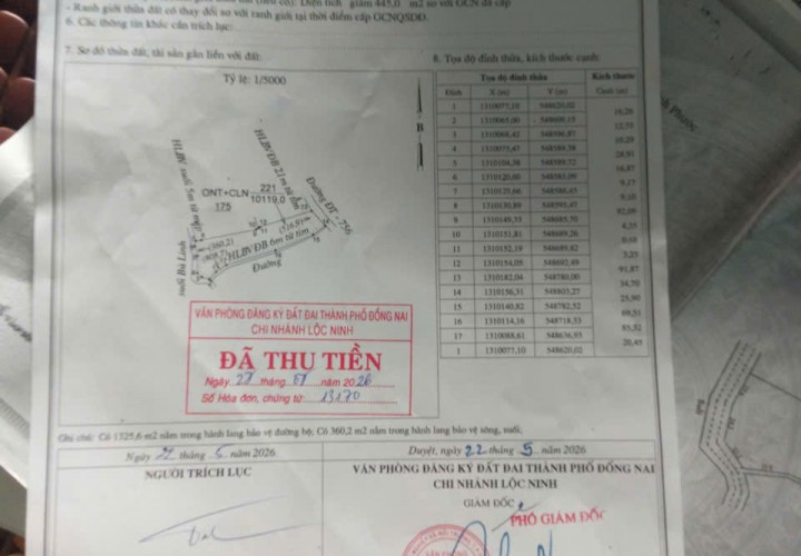 ĐẦU TƯ SINH LỜI – CHÍNH CHỦ CẦN BÁN LÔ ĐẤT 3 MẶT TIỀN DT756, Lộc Phú, Lộc Ninh, Bình Phước