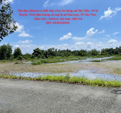 Cần Bán Nhanh Lô Đất Gần Chợ Tư Sáng, xã Tân Tiến, TP Vị Thanh, Tỉnh Hậu Giang cũ nay là xã Hỏa Lựu, TP Cần Thơ.