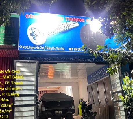 HOT HOT - CẦN BÁN VÀ CHO THUÊ 2 NHÀ LIỀN KỀ, MẶT BẰNG 200m P. Quảng Thịnh , TP. Thanh Hóa, T.Thanh Hóa