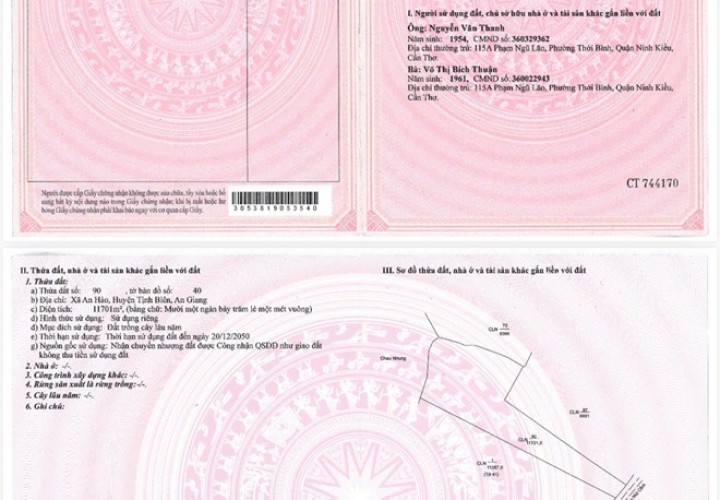 HOT HOT– CHÍNH CHỦ CẦN BÁN ĐẤT MẶT TIỀN TẠI Xã An Hảo, huyện Tịnh Biên, tỉnh An Giang