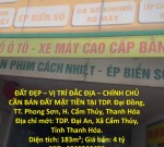 ĐẤT ĐẸP – VỊ TRÍ ĐẮC ĐỊA – CHÍNH CHỦ CẦN BÁN ĐẤT MẶT TIỀN TẠI TDP. Đại Đồng, TT. Phong Sơn, H. Cẩm Thủy, Thanh Hóa