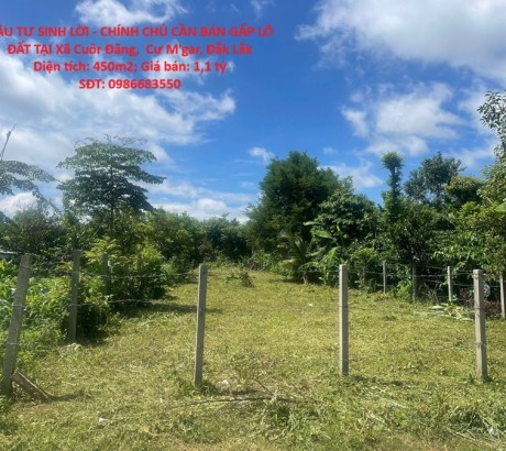 ĐẦU TƯ SINH LỜI - CHÍNH CHỦ CẦN BÁN GẤP LÔ ĐẤT TẠI Xã Cuôr Đăng, Cư M'gar, Đắk Lắk