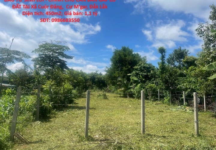 ĐẦU TƯ SINH LỜI - CHÍNH CHỦ CẦN BÁN GẤP LÔ ĐẤT TẠI Xã Cuôr Đăng,  Cư M'gar, Đắk Lắk