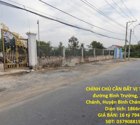 CHÍNH CHỦ CẦN ĐẤT VỊ TRÍ ĐẸP Tại Xã Bình Chánh, Huyện Bình Chánh, TP HCM