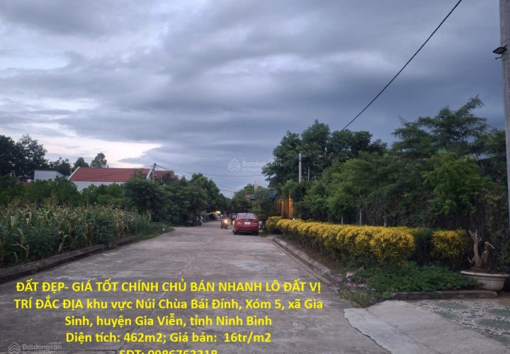 ĐẤT ĐẸP- GIÁ TỐT CHÍNH CHỦ BÁN NHANH LÔ ĐẤT VỊ TRÍ ĐẮC ĐỊA khu vực Núi Chùa Bái Đính, Ninh Bình