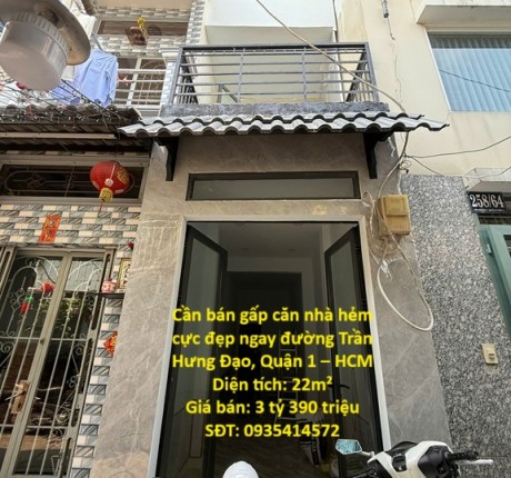 BÁN NHÀ HẺM ĐẸP TRUNG TÂM QUẬN 1, PHƯỜNG NGUYỄN THÁI BÌNH – GIÁ Chỉ 3 TỶ 390 TRIỆU – VỊ TRÍ CỰC HIẾM!