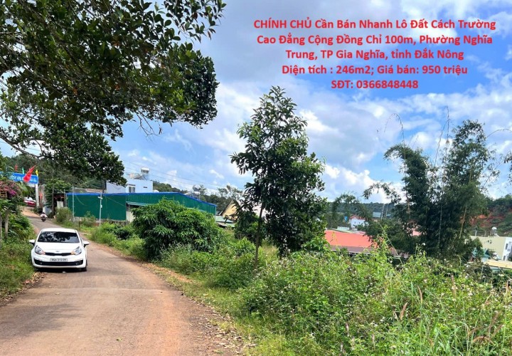 GIÁ TỐT - CHÍNH CHỦ Cần Bán Nhanh Lô Đất Cách Trường Cao Đẳng Cộng Đồng Chỉ 100m