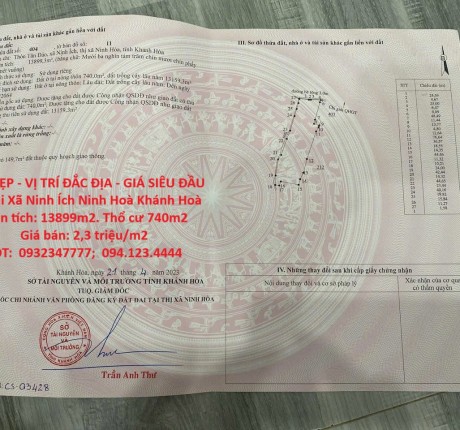 ĐẤT ĐẸP - VỊ TRÍ ĐẮC ĐỊA - GIÁ SIÊU ĐẦU TƯ Tại Xã Ninh Ích Ninh Hoà Khánh Hoà