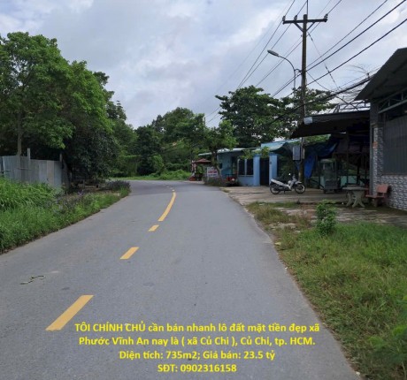 TÔI CHÍNH CHỦ cần bán nhanh lô đất mặt tiền đẹp khu vực huyện Củ Chi, TPHCM