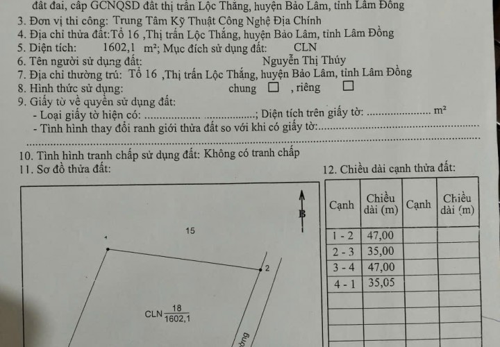 ĐẤT ĐẸP - GIÁ TỐT - Bán  Lô Đất Tiềm Năng Tại Thị Trấn Lộc Thắng Bảo Lâm, Lâm Đồng