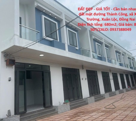 ĐẤT ĐẸP - GIÁ TỐT - Cần bán nhanh lô đất mặt đường Thành Công, xã Xuân Trường, Xuân Lộc, Đồng Nai