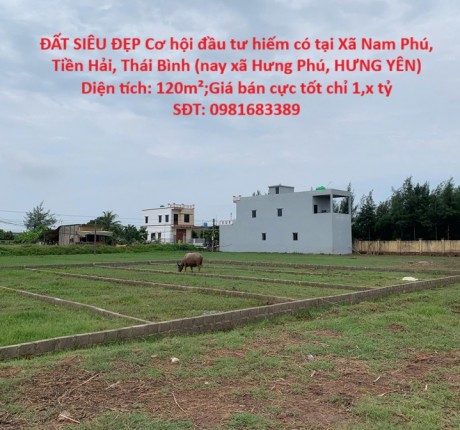 ĐẤT SIÊU ĐẸP Cơ hội đầu tư hiếm có tại Xã Nam Phú, Tiền Hải, Thái Bình (nay xã Hưng Phú, HƯNG YÊN)