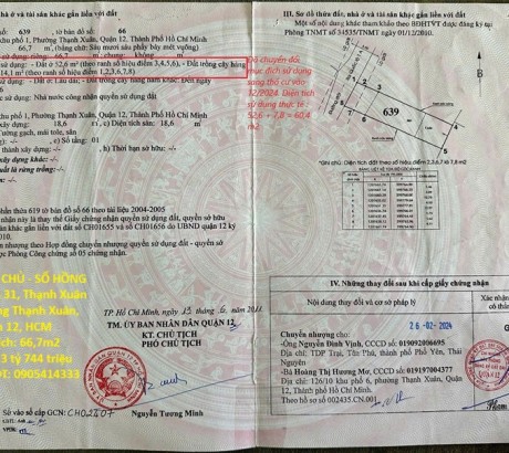 ĐẤT CHÍNH CHỦ - SỔ HỒNG RIÊNG Hẻm 31, Thạnh Xuân 14, Phường Thạnh Xuân, Quận 12, HCM