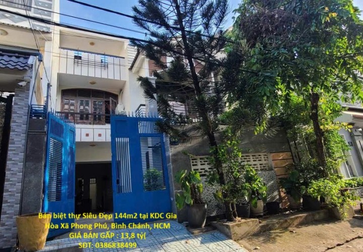 Bán biệt thự Siêu Đẹp 144m2 tại KDC Gia Hòa Xã Phong Phú, Bình Chánh, HCM