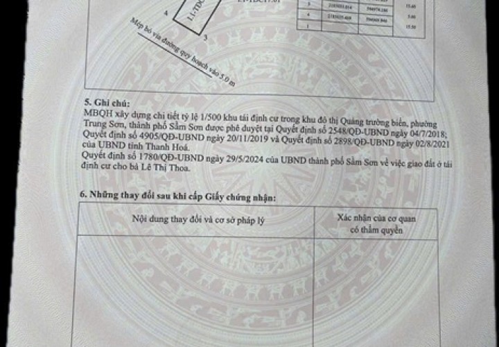 ĐẤT ĐẸP – GIÁ ĐẦU TƯ - CẦN BÁN 2 LÔ ĐẤT 2 MẶT TIỀN phố Trung Kỳ, P.Trung Sơn, TP Sầm Sơn, Thanh Hoá