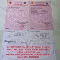 ĐẤT CHÍNH CHỦ - GIÁ TỐT Vị Trí Hòa Lạc C, Lương Hòa A, Châu Thành, Trà Vinh