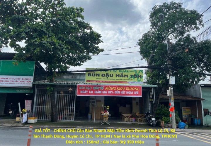 ​GIÁ TỐT - CHÍNH CHỦ Cần Bán Nhanh Mặt Tiền Kinh Doanh Tỉnh Lộ 15 Huyện Củ Chi, TP HCM