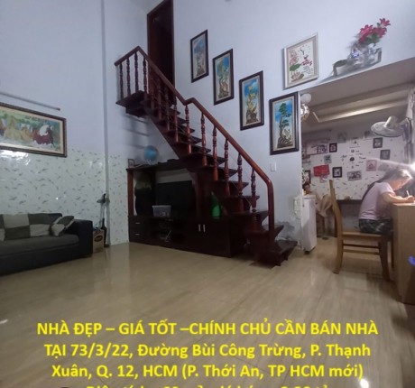 NHÀ ĐẸP – GIÁ TỐT –CHÍNH CHỦ CẦN BÁN NHÀ TẠI 73/3/22, Đường Bùi Công Trừng, P.Thạnh Xuân, Q.12, HCM