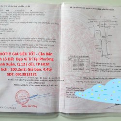 HÓT HÓT!!! GIÁ SIÊU TỐT - Cần Bán Nhanh Lô Đất  Đẹp Vị Trí Tại Quận 12, TP HCM