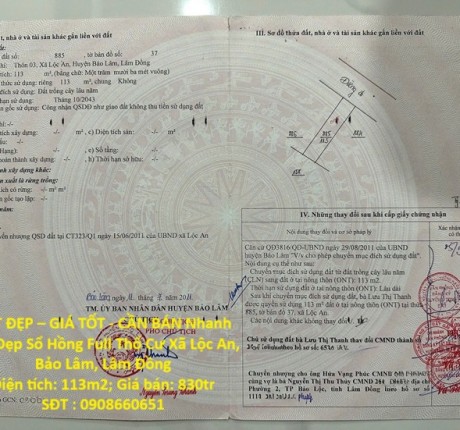 ĐẤT ĐẸP – GIÁ TỐT - CẦN BÁN Nhanh Đất Đẹp Sổ Hồng Full Thổ Cư Xã Lộc An, Bảo Lâm, Lâm Đồng