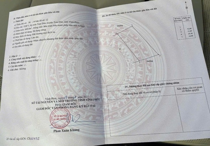 ĐẤT CHÍNH CHỦ - SỔ ĐỎ LÂU DÀI - Khu 1 Thị Trấn Tam Đảo, Huyện Tam Đảo - Vĩnh Phúc