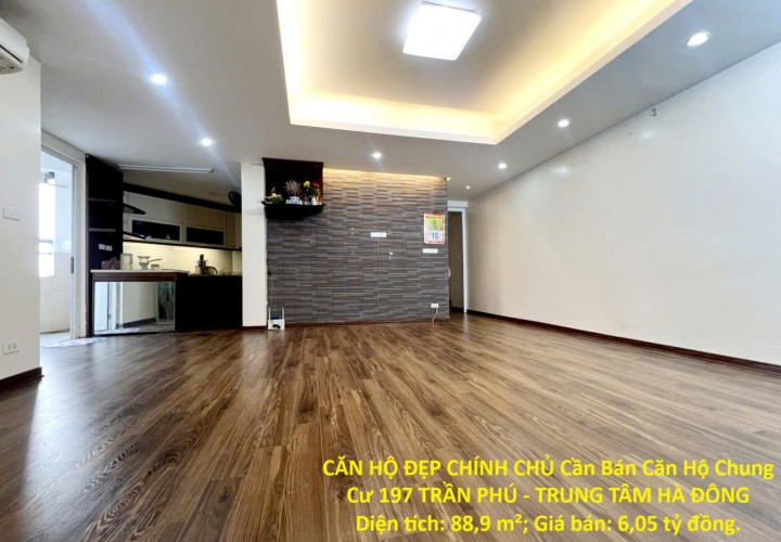 CĂN HỘ ĐẸP CHÍNH CHỦ Cần Bán Căn Hộ Chung Cư 197 TRẦN PHÚ - TRUNG TÂM HÀ ĐÔNG