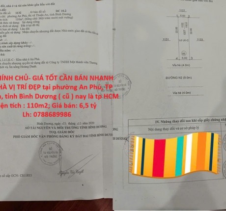 NHÀ CHÍNH CHỦ- GIÁ TỐT CẦN BÁN NHANH CĂN NHÀ VỊ TRÍ ĐẸP tại tp Thuận An, tỉnh Bình Dương