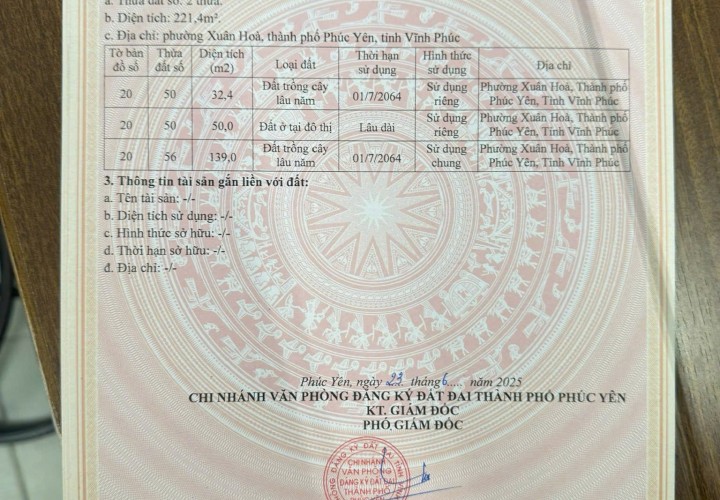 ĐẤT VỊ TRÍ ĐẸP- GIÁ ĐẦU TƯ CẦN BÁN NHANH LÔ ĐẤT tại thành phố Phúc Yên, tỉnh Vĩnh Phúc