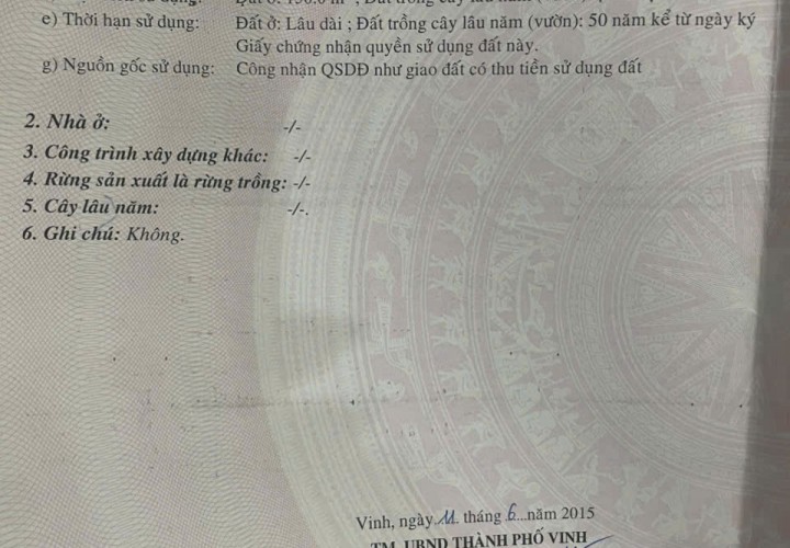 HOT HOT HOT -CHÍNH CHỦ BÁN CĂN NHÀ 2 TẦNG MẶT TIỀN Tại Võ Thị Sáu, Trường Thi, T.P. Vinh, Nghệ An