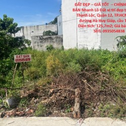 ĐẤT ĐẸP – GIÁ TỐT  – CHÍNH CHỦ CẦN BÁN Nhanh Lô Đất vị trí đẹp tại quận 12, TPHCM