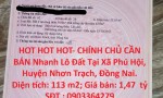 HOT HOT HOT- CHÍNH CHỦ CẦN BÁN Nhanh Lô Đất Tại Xã Phú Hội, Huyện Nhơn Trạch, Đồng Nai.